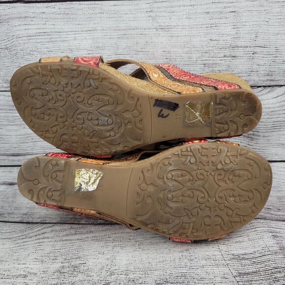 L’ARTISTE Thevana Leather Cork Wedge Sandals Women’s Size 37 US 6.5-7 - Picture 6 of 6